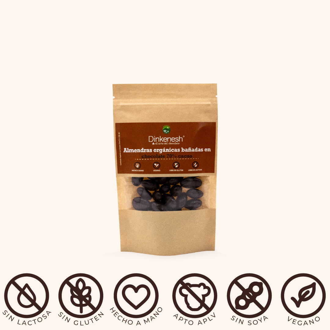 Almendras bañadas 70% cacao (75 gr)