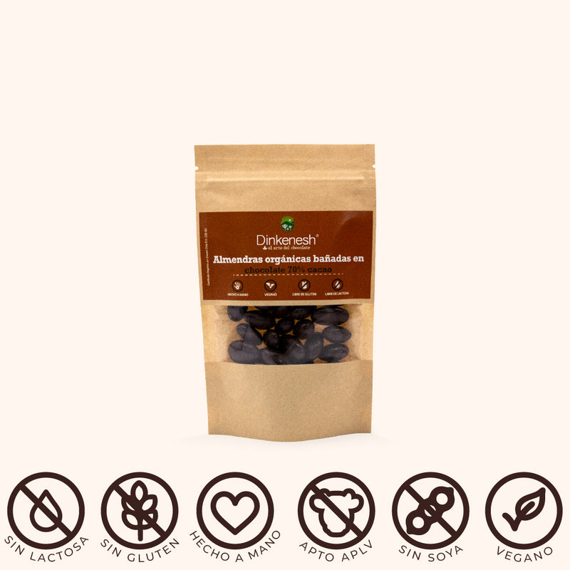 Almendras bañadas 70% cacao (75 gr)