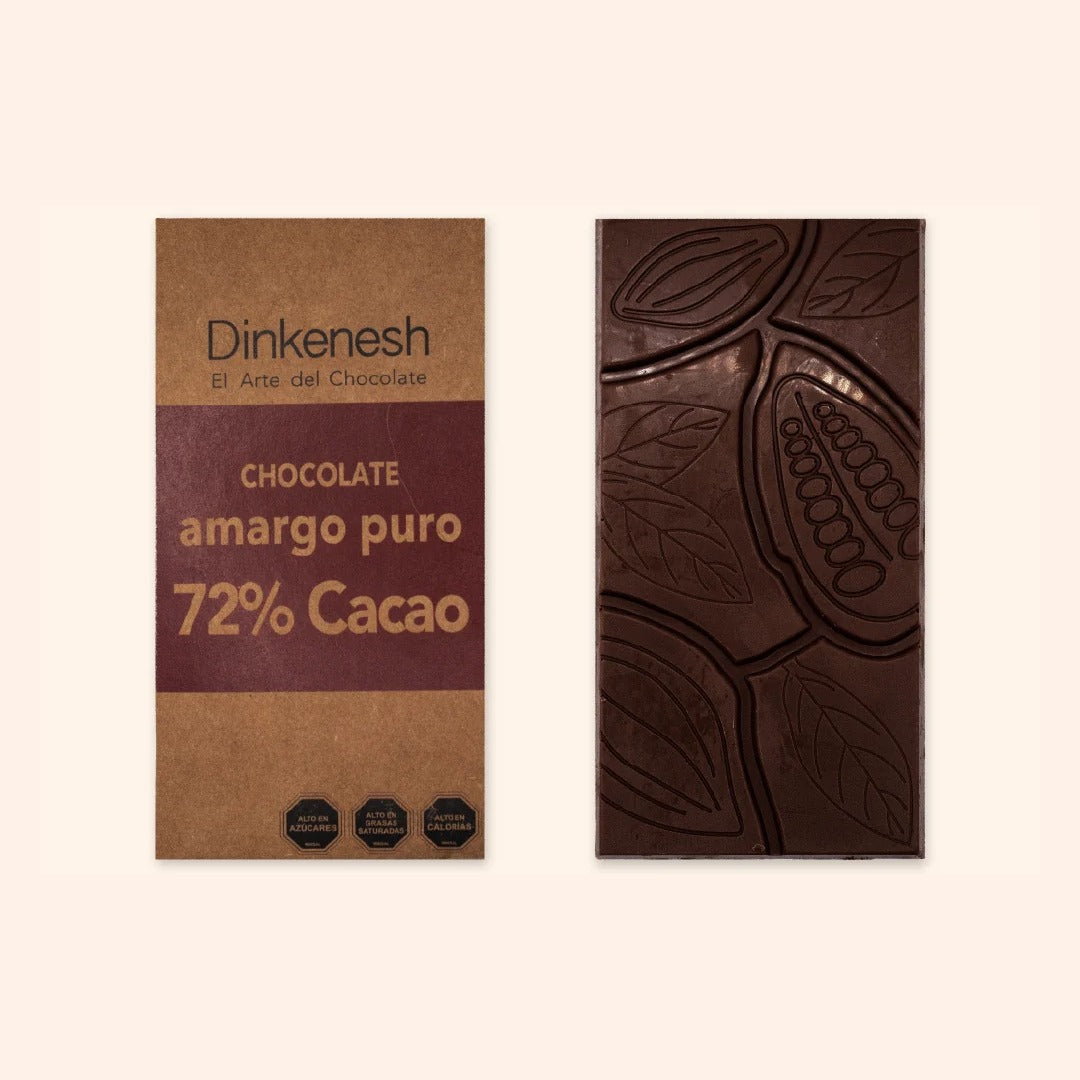 Tableta chocolate amargo 72% cacao 90 gr