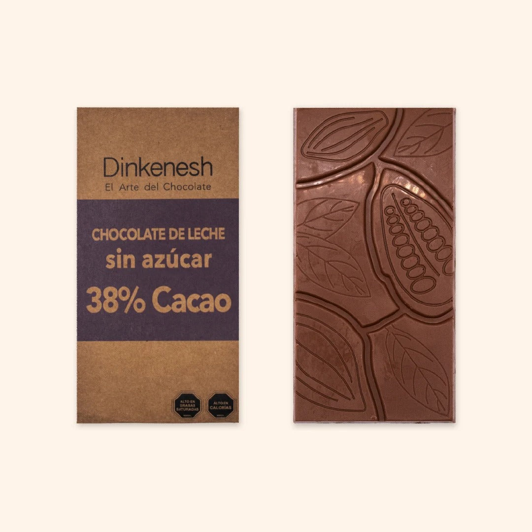 Tableta chocolate de leche 38% sin azúcar 90 gr