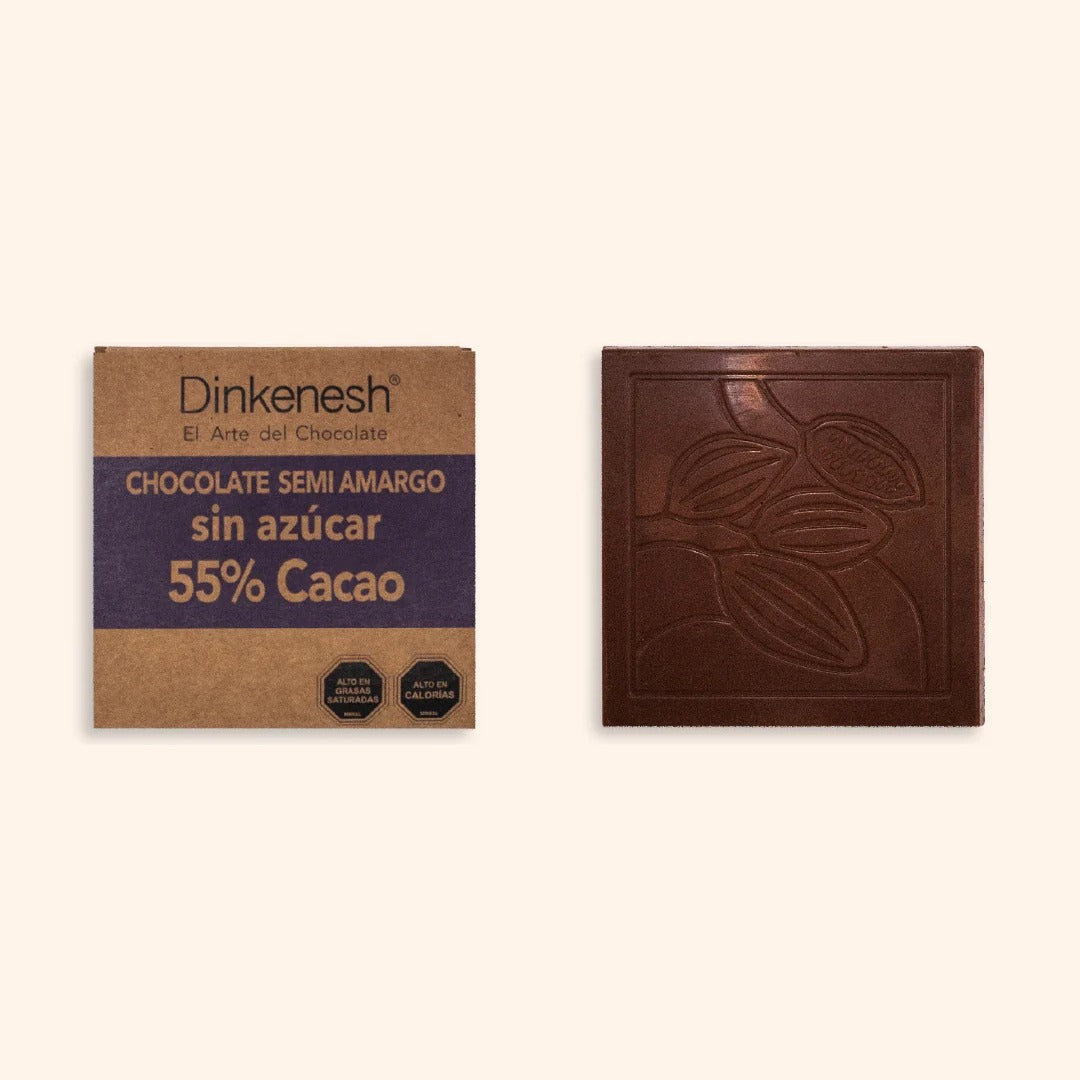 Tableta chocolate semi amargo 55% sin azúcar 30 gr