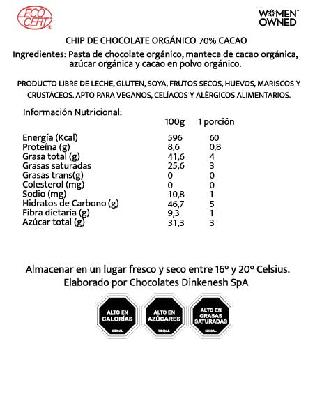 Chip 70% cacao 100 gr